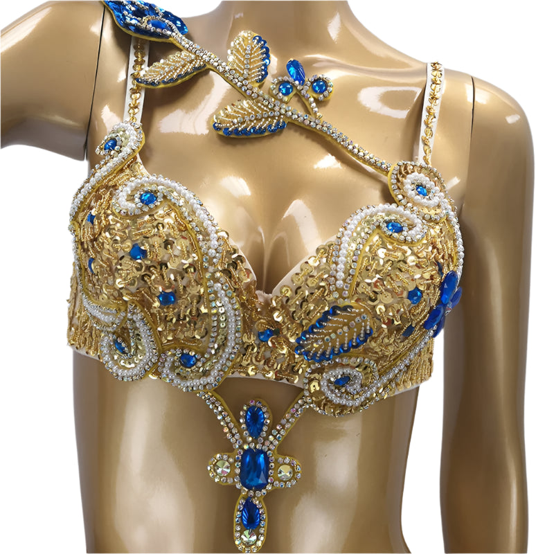 2-Piece Belly Dance Costume Set – Royal Blue & Red