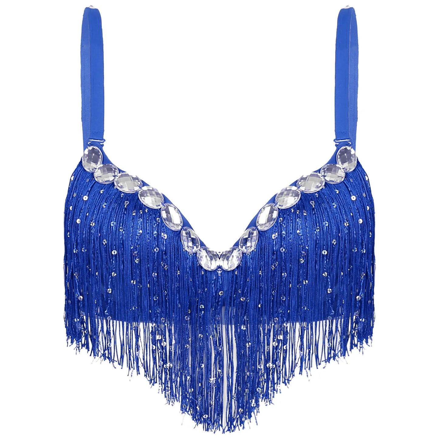 Belly Dance Push-Up Bra with Rhinestones & Tassels