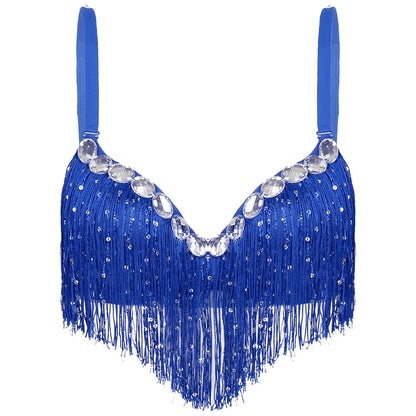 Belly Dance Push-Up Bra with Rhinestones & Tassels