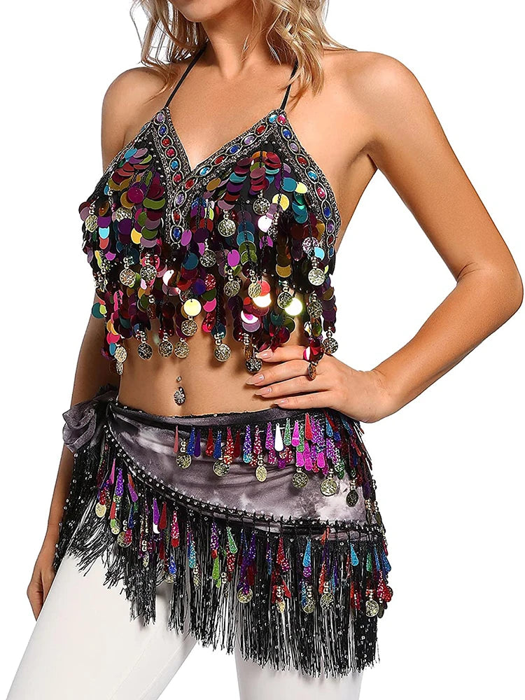 Belly Dance Hip Scarf with Coins