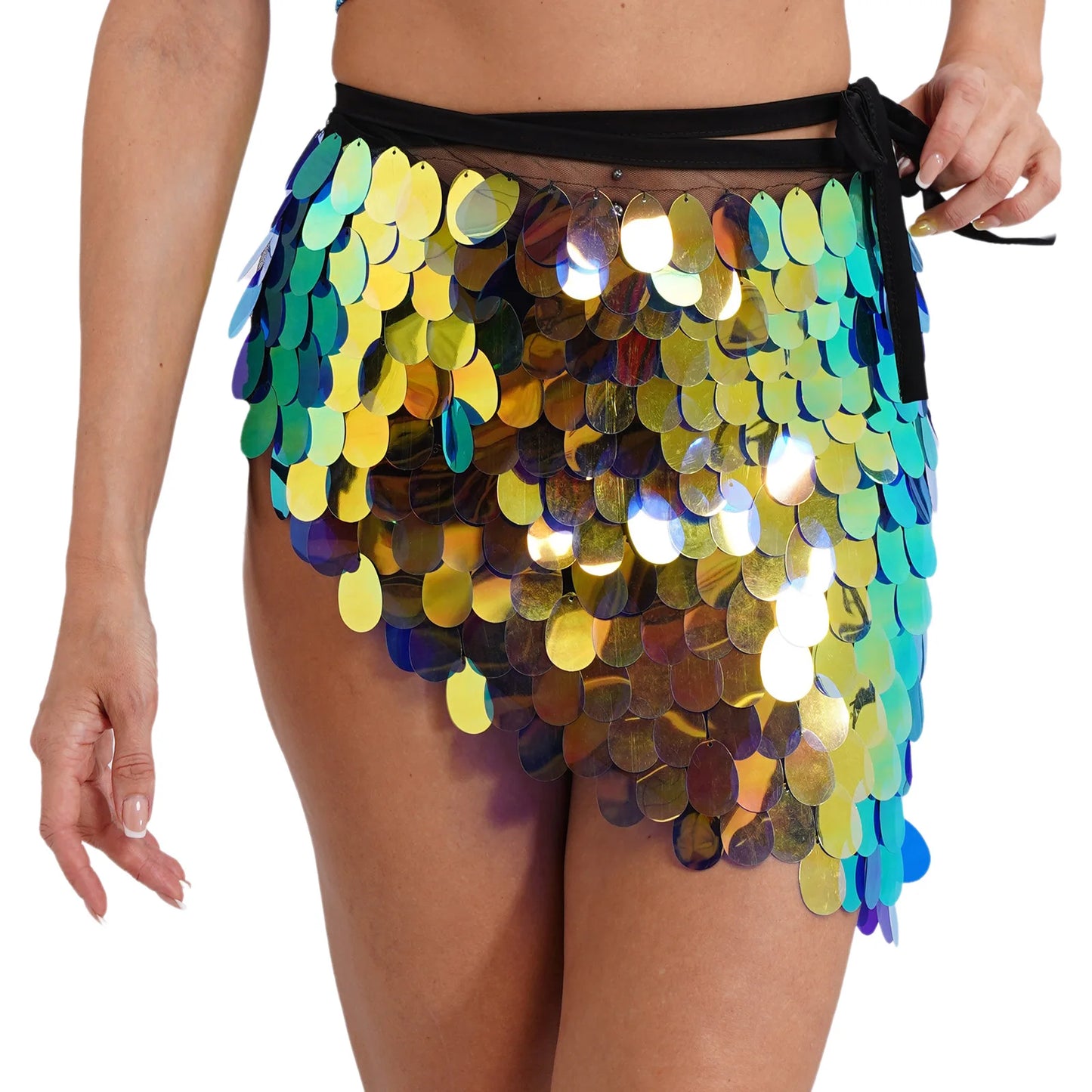 Women's Belly Dance Sequin Lace-up Hip Skirt