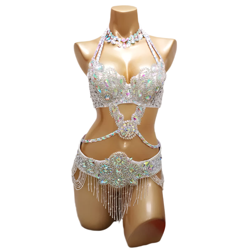 Bra, Belt & Necklace 3-Piece Belly Dance Set