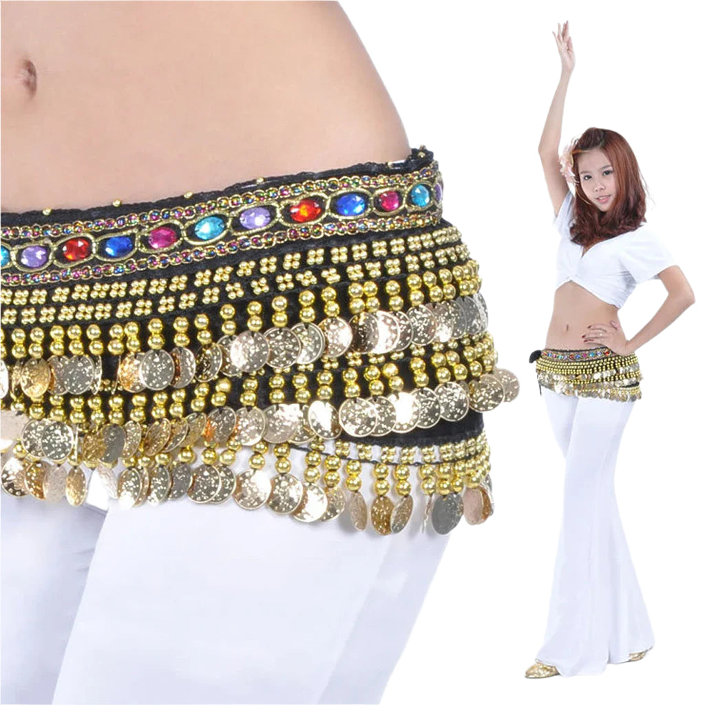 Velvet Belly Dance Hip Scarf – Sparkle, Jingle, and Shine!