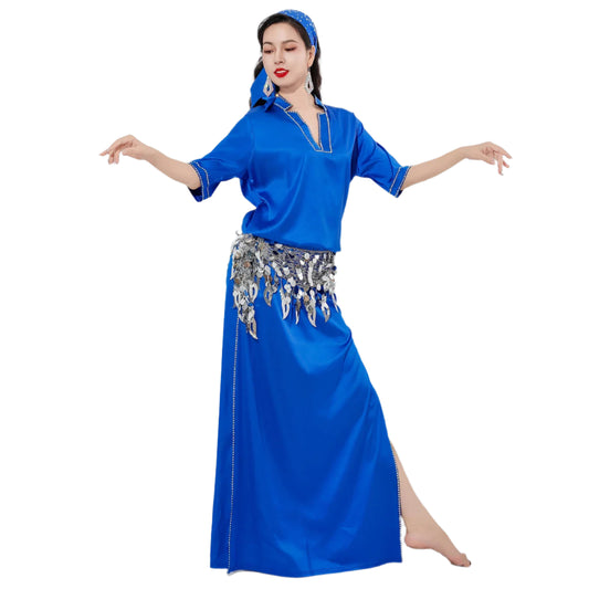 Baladi/ Saidi Satin Belly Dance Dress – Captivate in Color! 💃✨