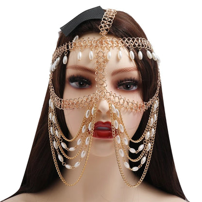 Vintage Gold Chain Tassel Masquerade Mask