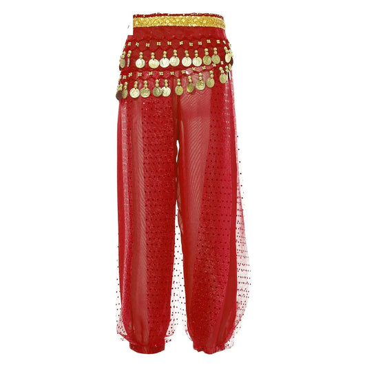 Kids' Belly Dance Costume Set - Sequined Pants & Beaded Hip Scarf