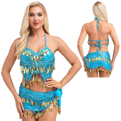 Belly Dance Crop Top & Hip Scarf Set