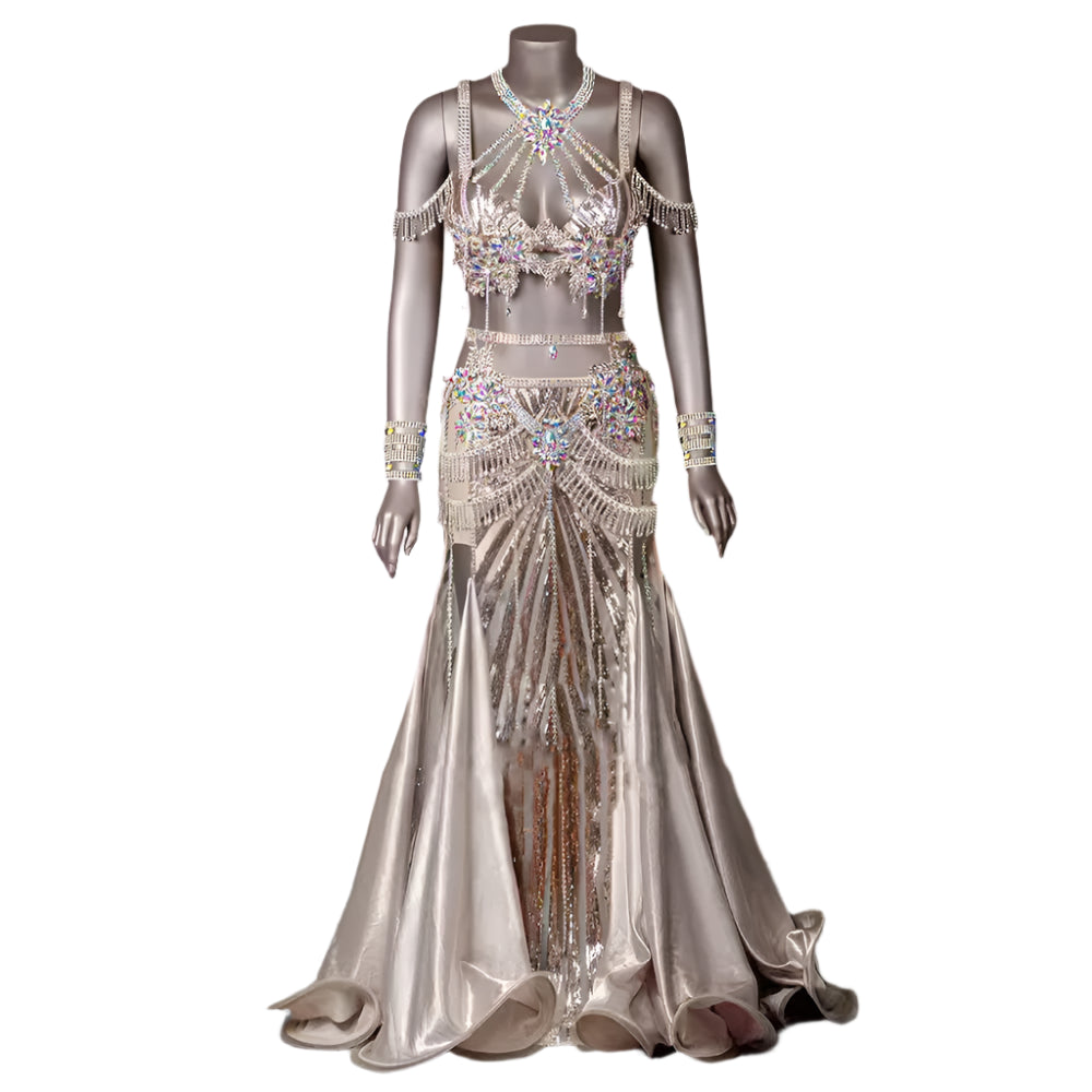 Custom Shimmering Egyptian Belly Dance Costume - Made-to-Measure, Professional