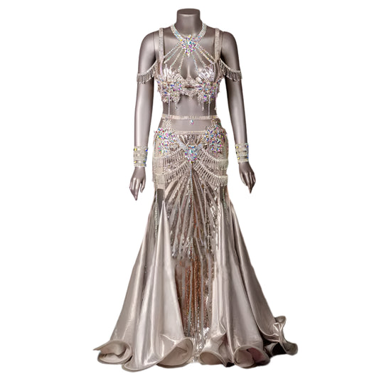 Custom Shimmering Egyptian Belly Dance Costume - Made-to-Measure, Professional