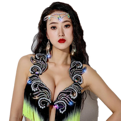 Rhinestone Drop Forehead Head Chain – Elegant Belly Dance Headwear