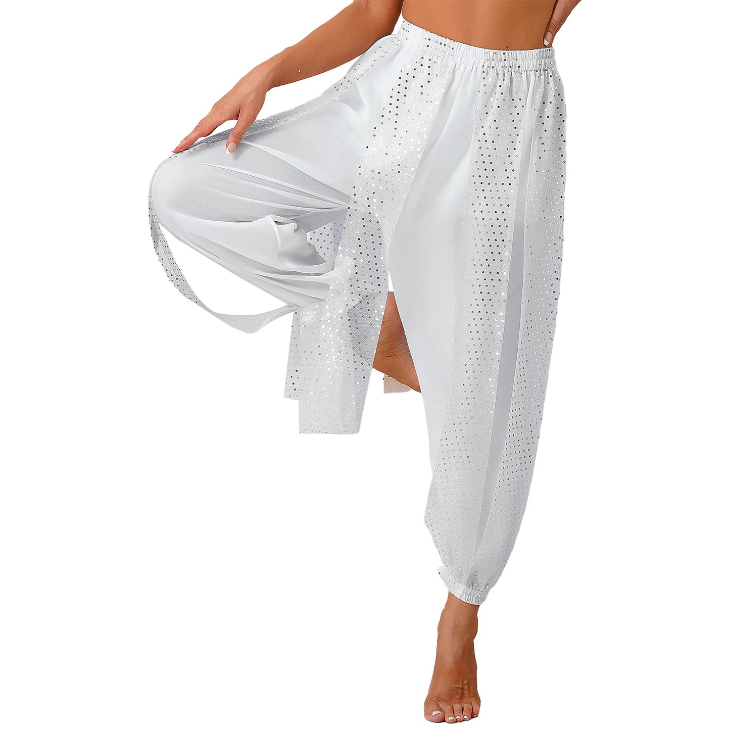 Sequin Split-Side Belly Dance Harem Pants – Built-in Shorts