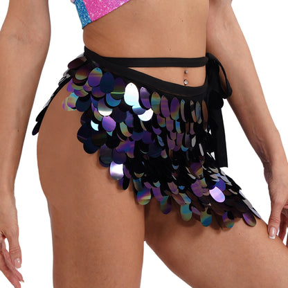 Women's Belly Dance Sequin Lace-up Hip Skirt