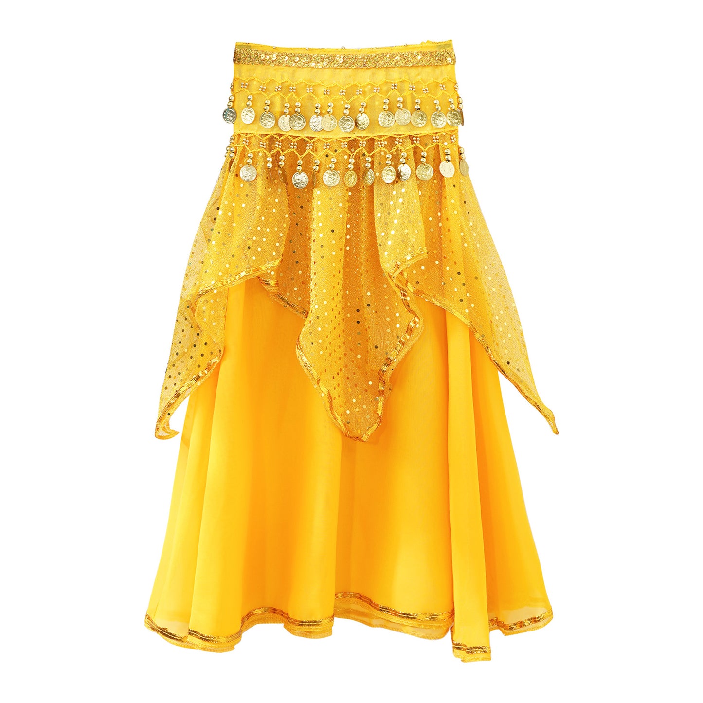 Girls Sequined Belly Dance Skirt with Beads & Coins