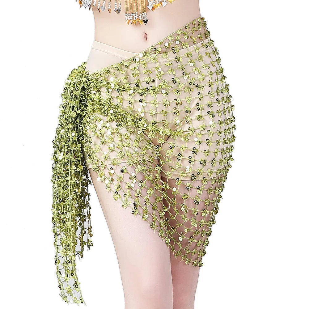 Shimmering Sequin Mesh Belly Dance Hip Scarf