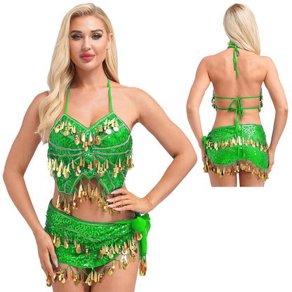 Belly Dance Crop Top & Hip Scarf Set