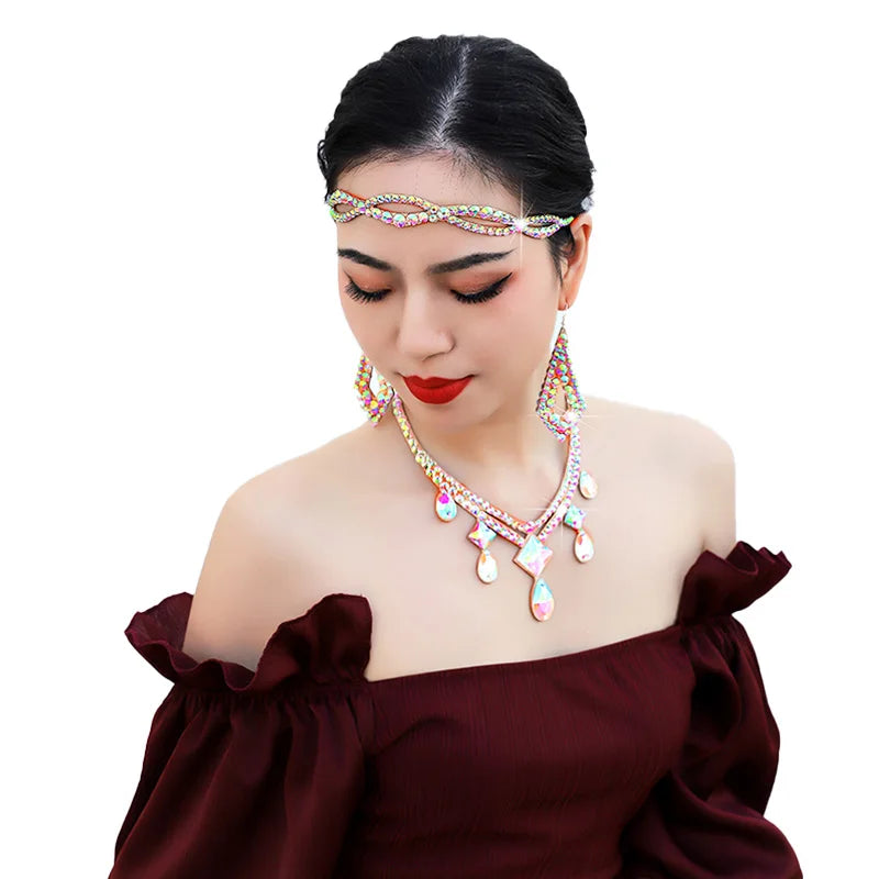 Rhinestone Drop Forehead Head Chain – Elegant Belly Dance Headwear