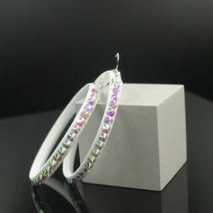 Colorful Rhinestone Hoop Earrings – Sparkle as You Twirl! 🌈✨