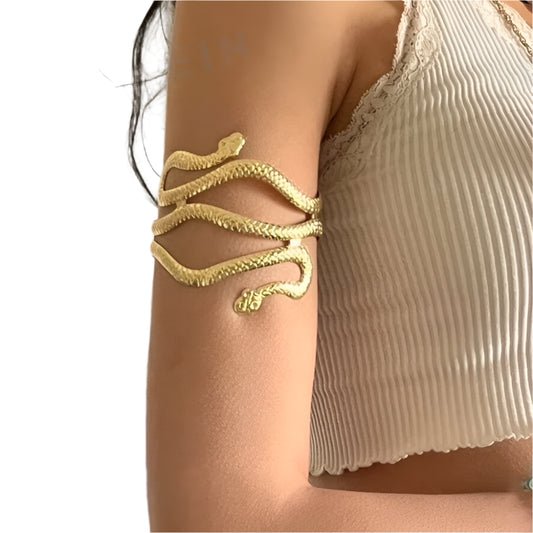 Snake Upper Arm Cuff Bracelet – Adjustable Open Cuff