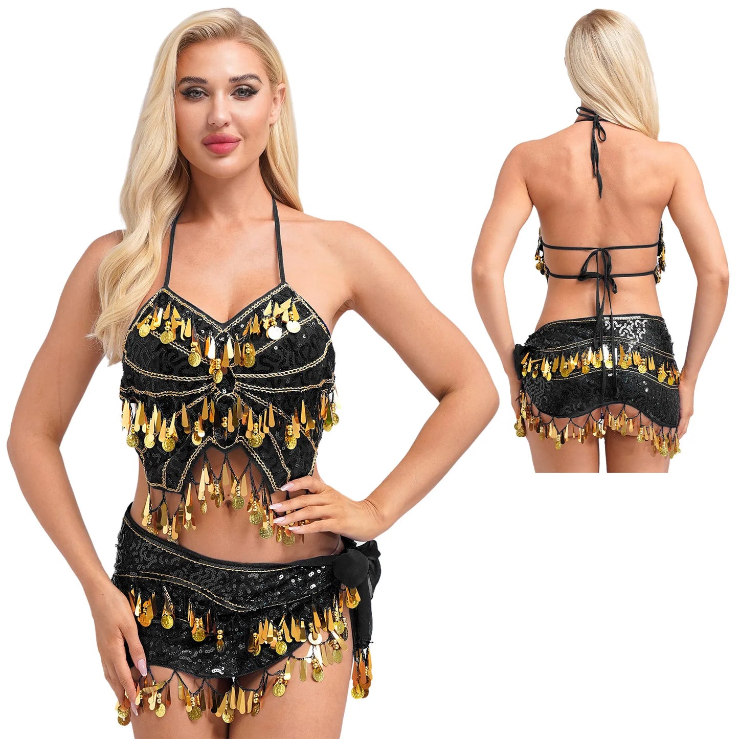 Belly Dance Crop Top & Hip Scarf Set