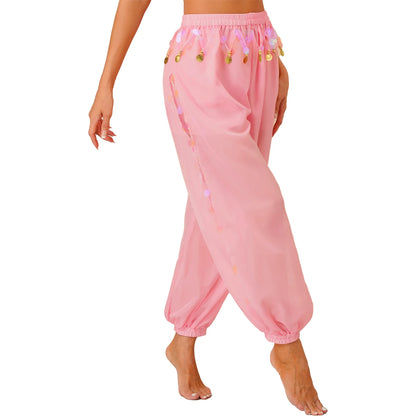 Sequin Split-Side Belly Dance Harem Pants – Built-in Shorts