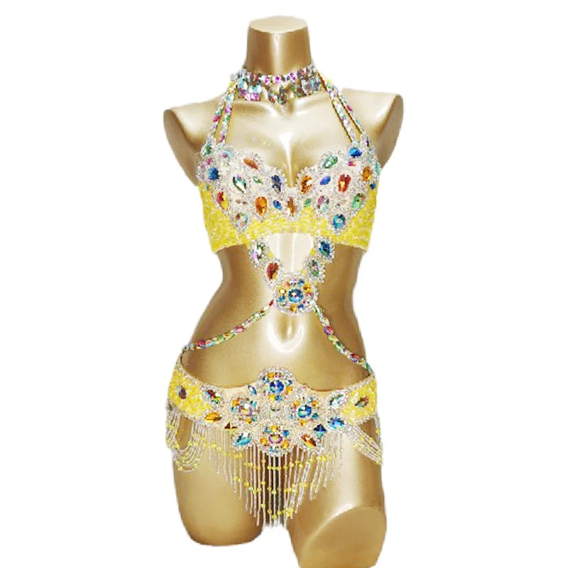 Bra, Belt & Necklace 3-Piece Belly Dance Set