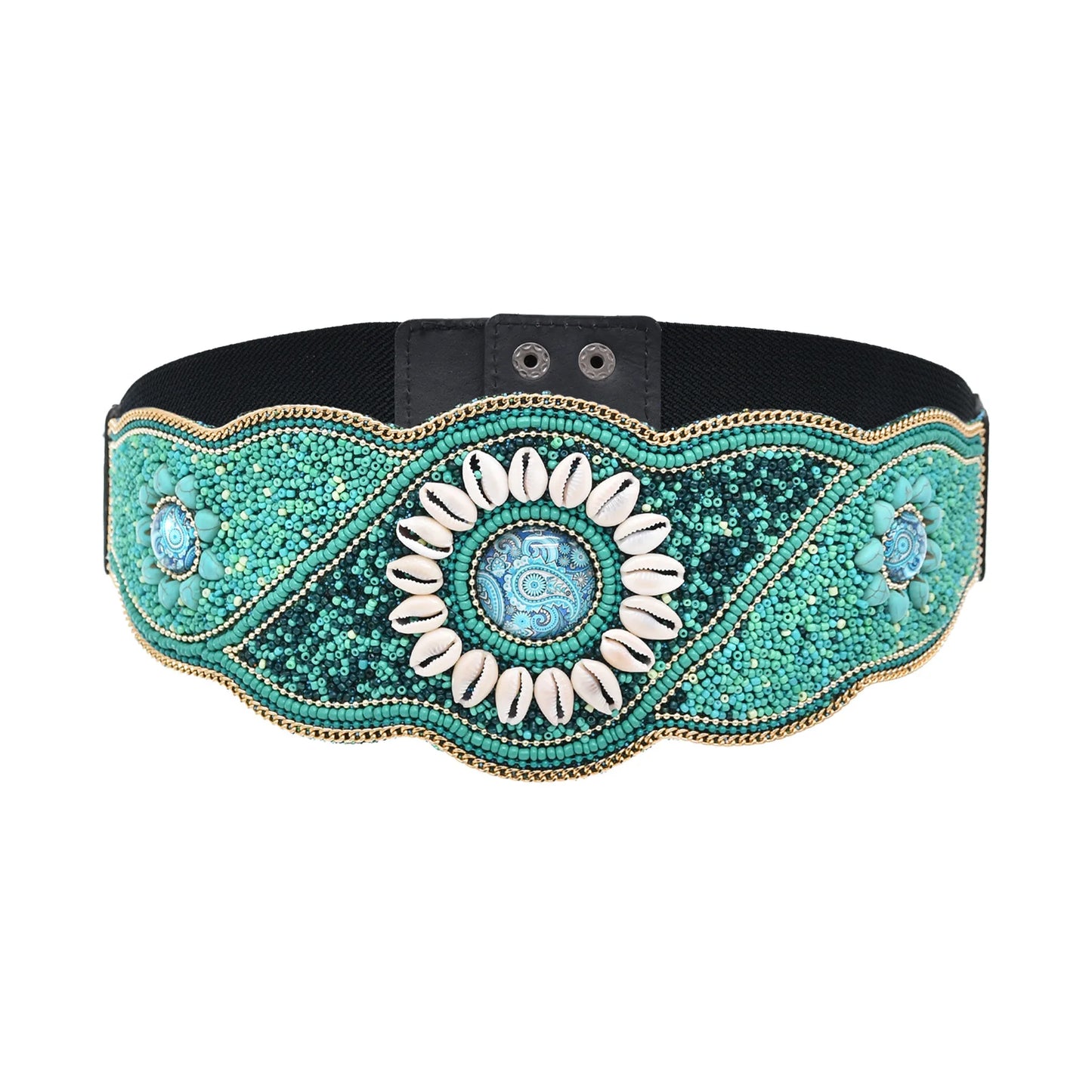 Gypsy Tribal Ethnic Elastic Corset Belt - Bohemian Embroidered Waist Belt