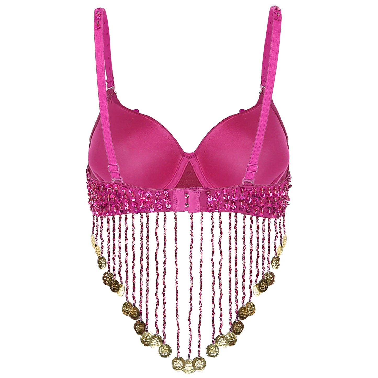 Belly Dance Bra with Beaded Tassels & Sequins