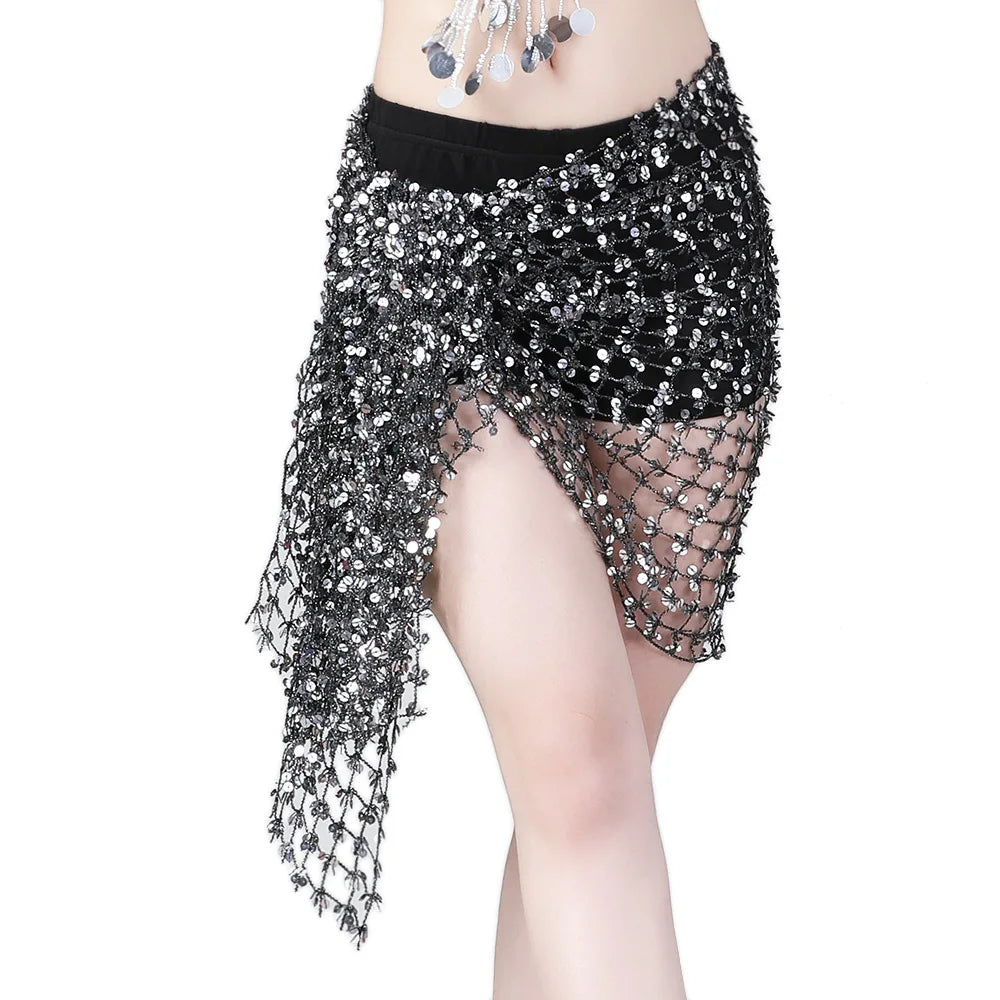 Shimmering Sequin Mesh Belly Dance Hip Scarf