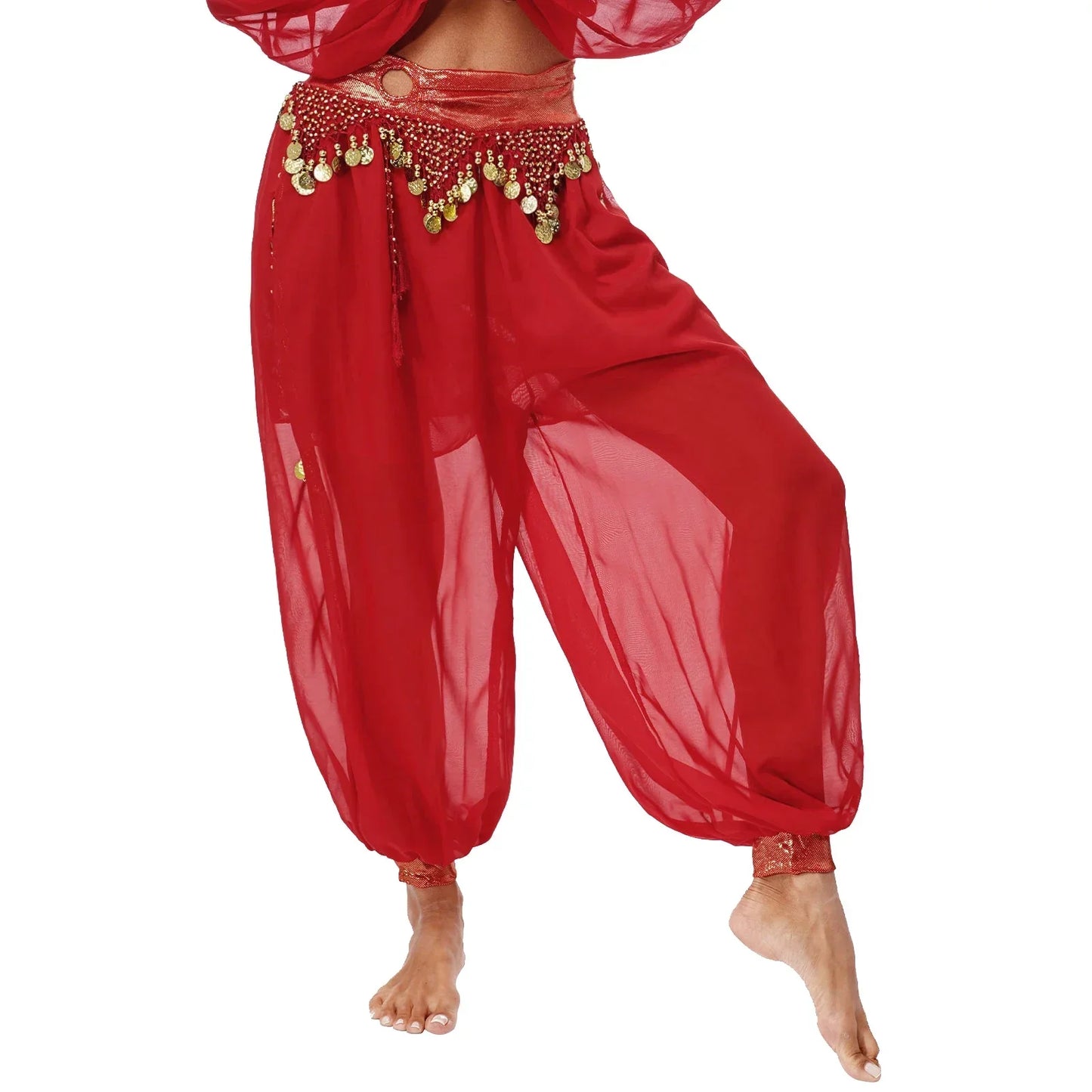 Belly Dance Pants with Beaded Tassels