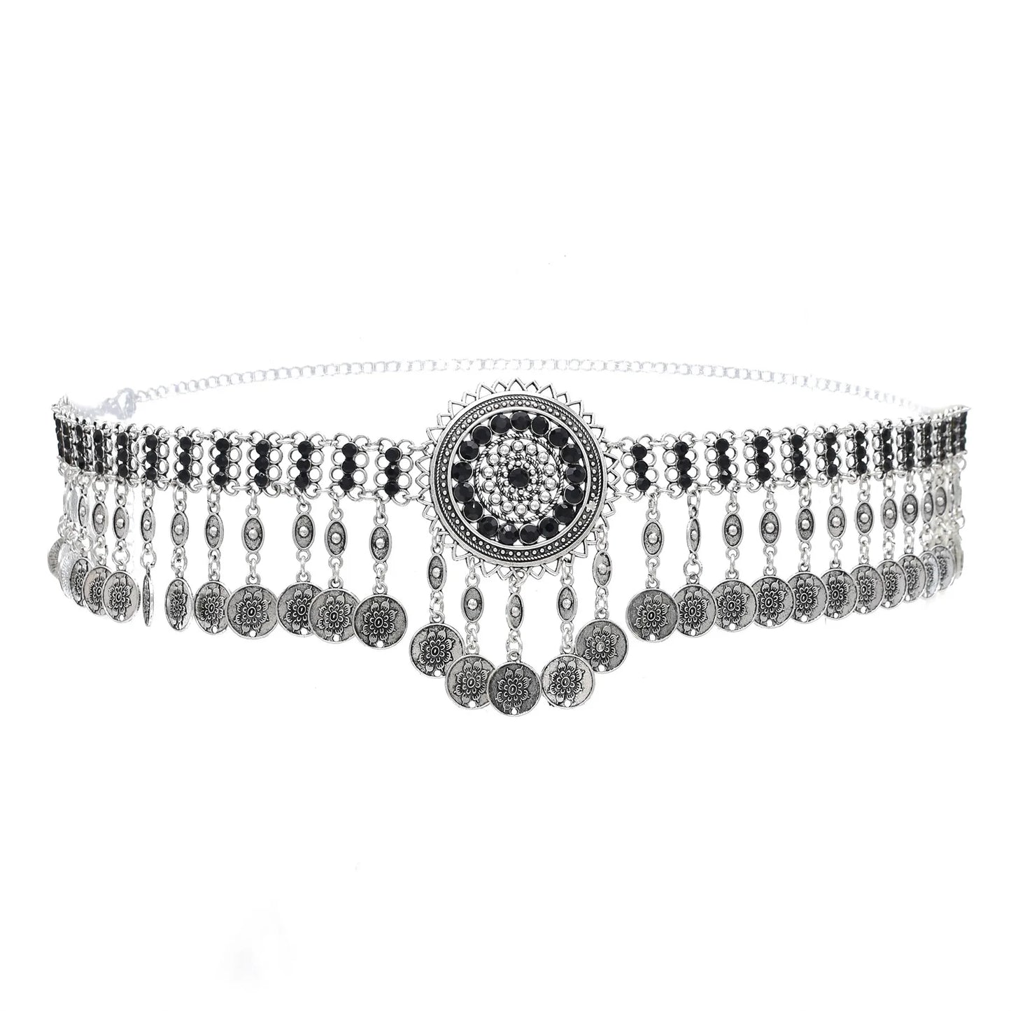 Bohemian Vintage Silver Plated Coin Tassel Waist Body Chain