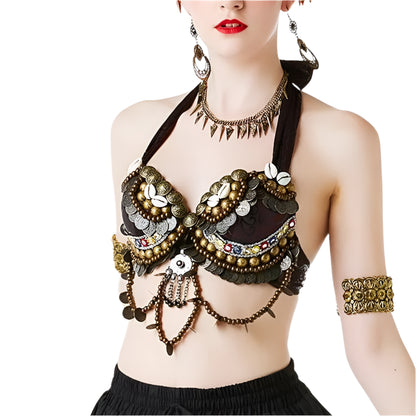 Hand-Beaded Tribal Bra