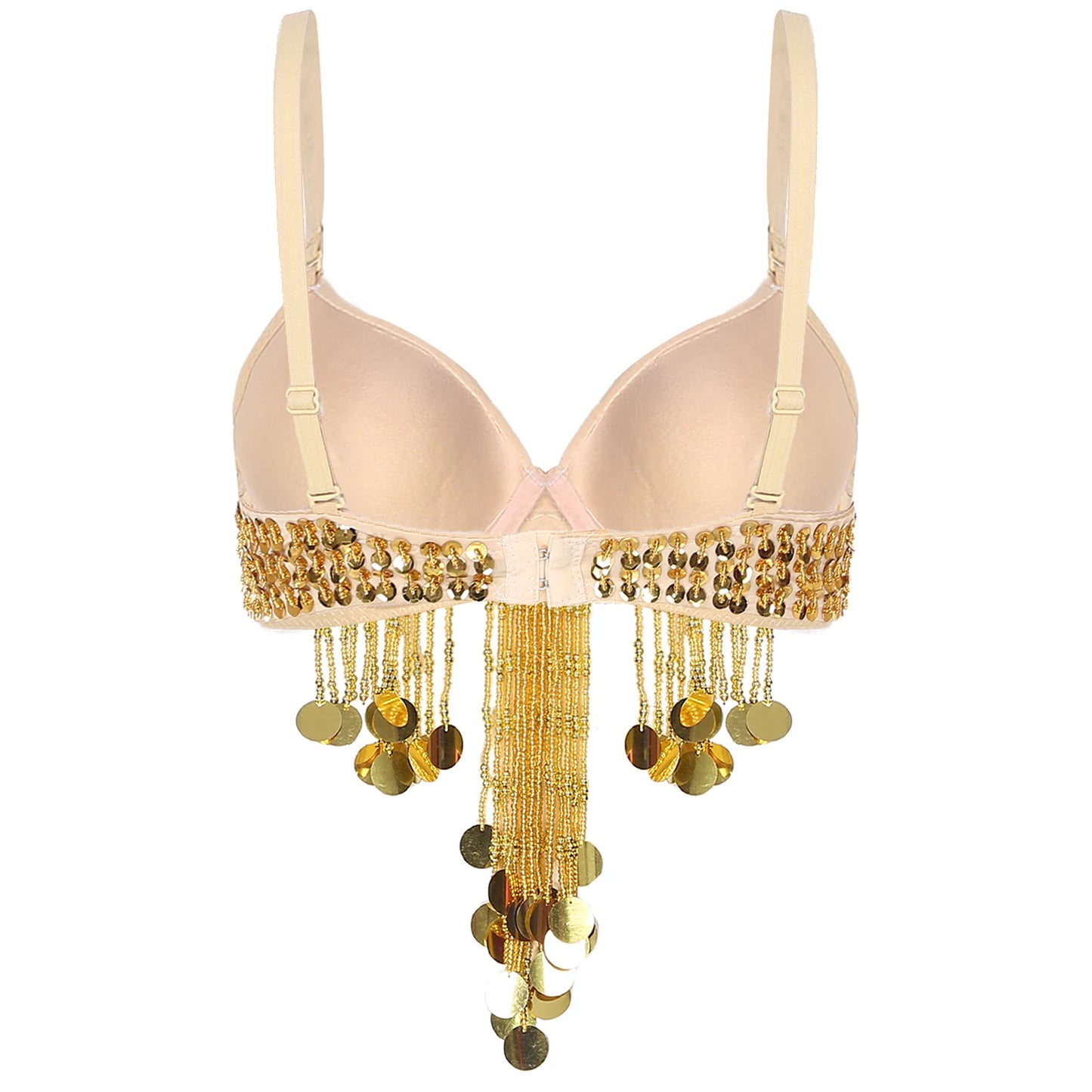 Belly Dance Bra with Beaded Tassels & Sequins