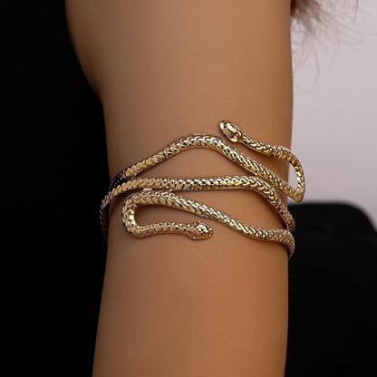 Snake Upper Arm Cuff Bracelet – Adjustable Open Cuff