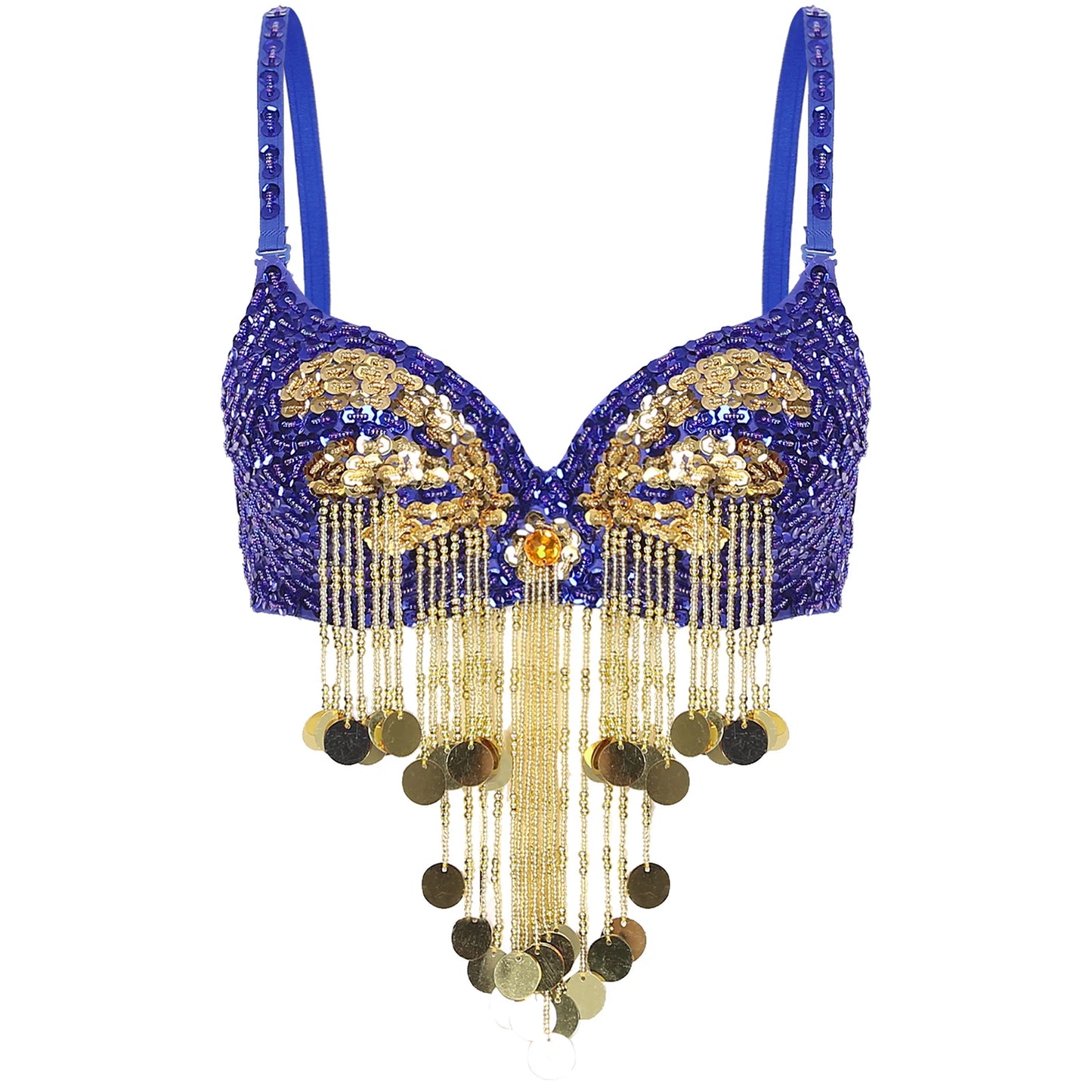 Belly Dance Bra with Beaded Tassels & Sequins