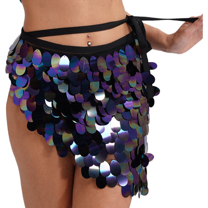 Women's Belly Dance Sequin Lace-up Hip Skirt