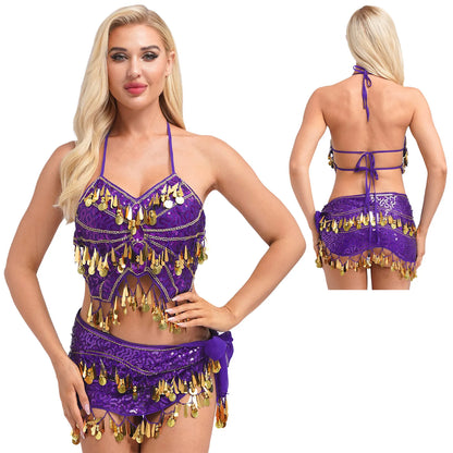 Belly Dance Crop Top & Hip Scarf Set