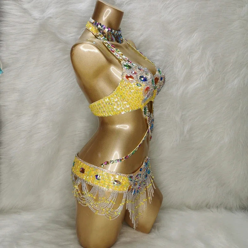 Exquisite Belly Dance Bra, Belt & Necklace Set