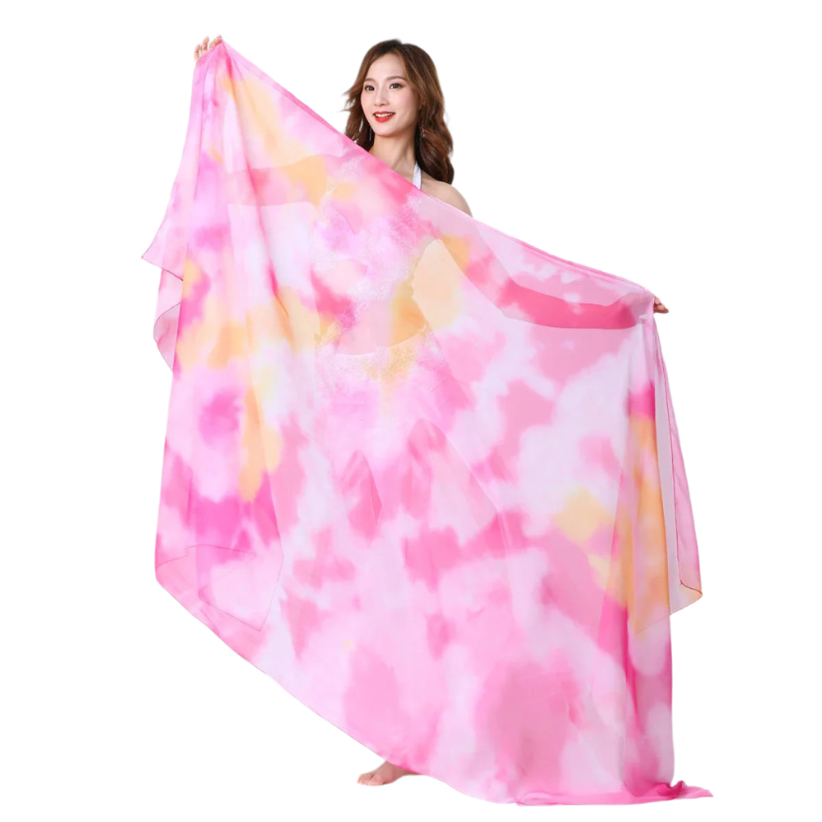 Tie-Dyed Kerchief Belly Dance Oriental Scarf – Rectangle Chiffon Veil