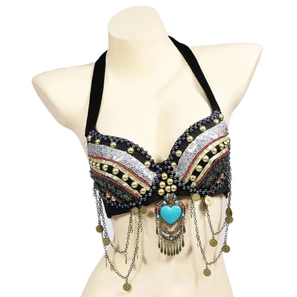 Tribal Belly Dance Push Up Bra – Dazzling Elegance, Ultimate Support!