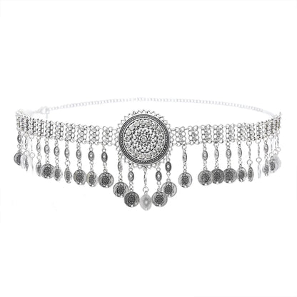 Bohemian Vintage Silver Plated Coin Tassel Waist Body Chain