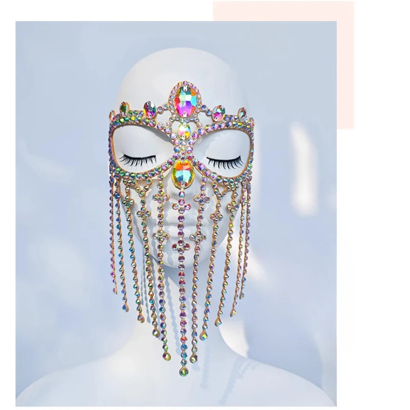 Crystal Rhinestone Belly Dance Face Mask