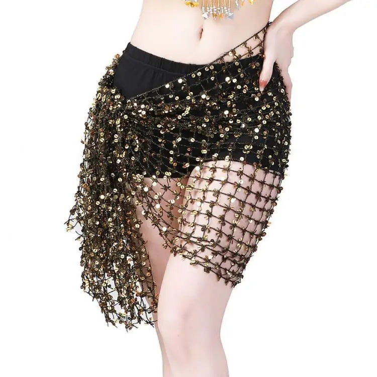 Shimmering Sequin Mesh Belly Dance Hip Scarf