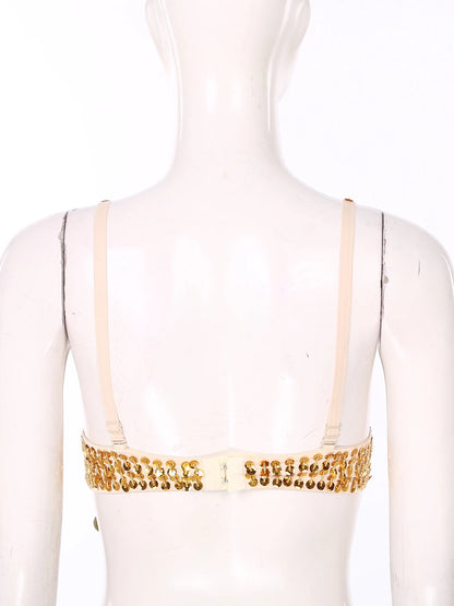 Belly Dance Bra with Beaded Tassels & Sequins