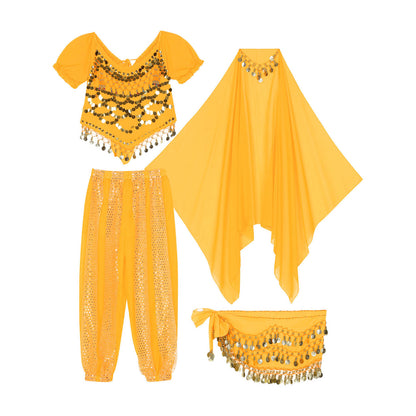 Belly Dance Costume Set – Coin Tassel Top, Harem Pants & Accessories