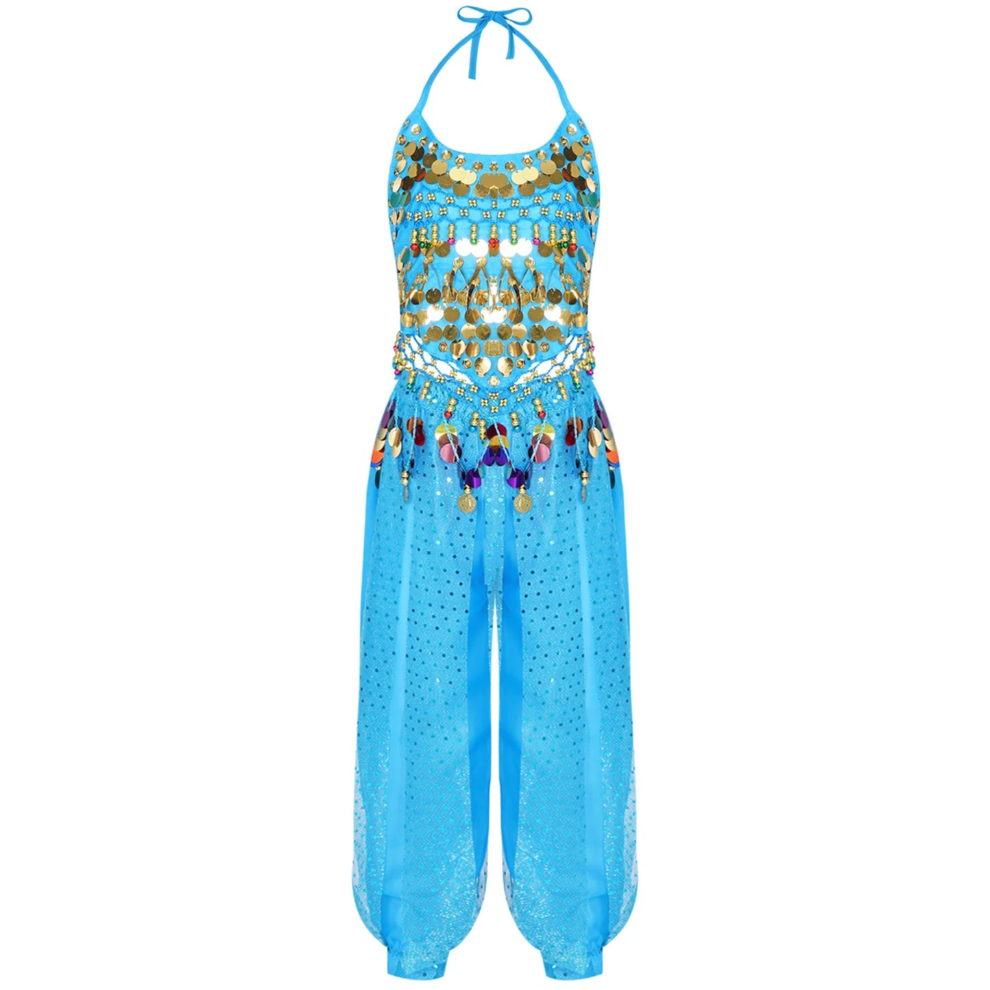 Chiffon Belly Dance Costume for Kids – 2pc Set for Stage & Halloween