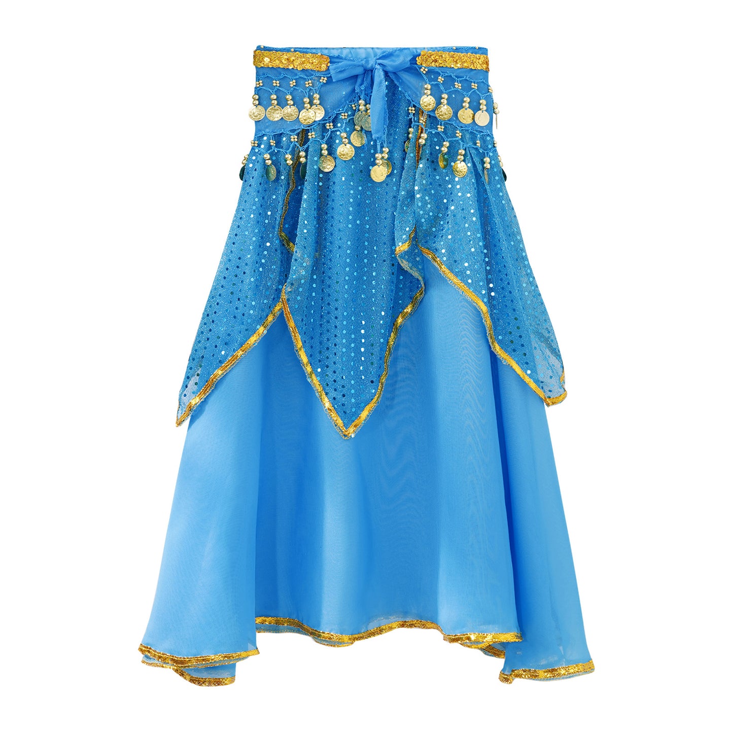 Girls Sequined Belly Dance Skirt with Beads & Coins