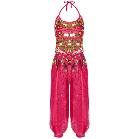 Chiffon Belly Dance Costume for Kids – 2pc Set for Stage & Halloween