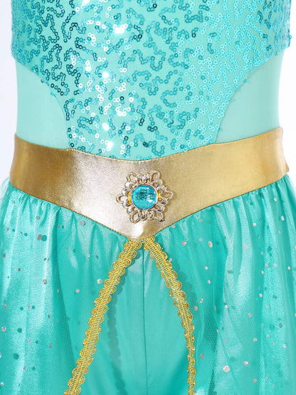 Arabian Princess Belly Dance Costume, Carnival Romper with Choker