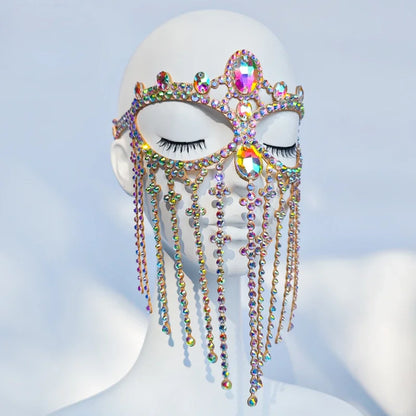 Crystal Rhinestone Belly Dance Face Mask