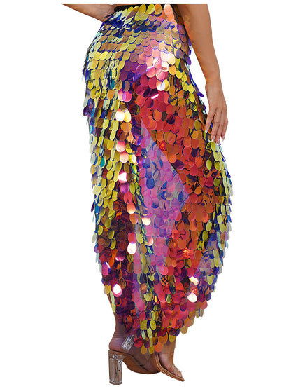 Sequins Lace-Up Belly Dance Skirt